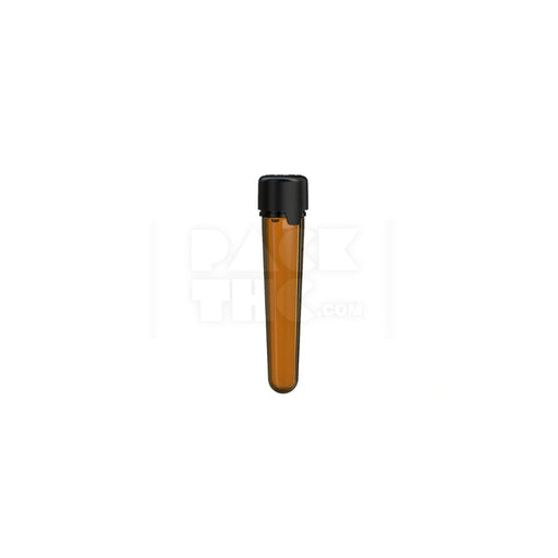 100MM AVIATOR CR TUBE WITH INTEGRATED LINER & TAMPER EVIDENT BREAK-OFF BAND (TRANSLUCENT AMBER TUBE WITH OPAQUE BLACK CLOSURE) - (500 count)