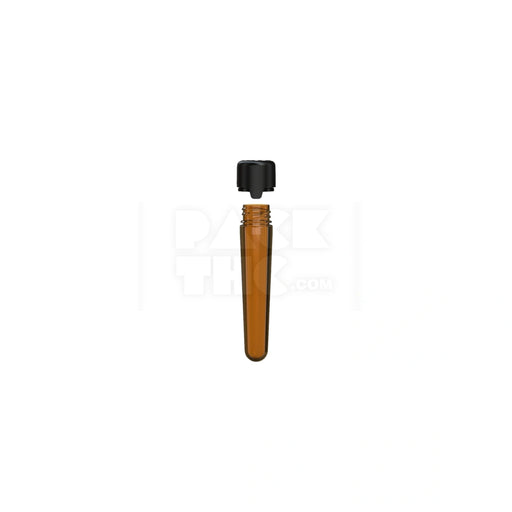 100MM AVIATOR CR TUBE WITH INTEGRATED LINER & TAMPER EVIDENT BREAK-OFF BAND (TRANSLUCENT AMBER TUBE WITH OPAQUE BLACK CLOSURE) - (500 count)