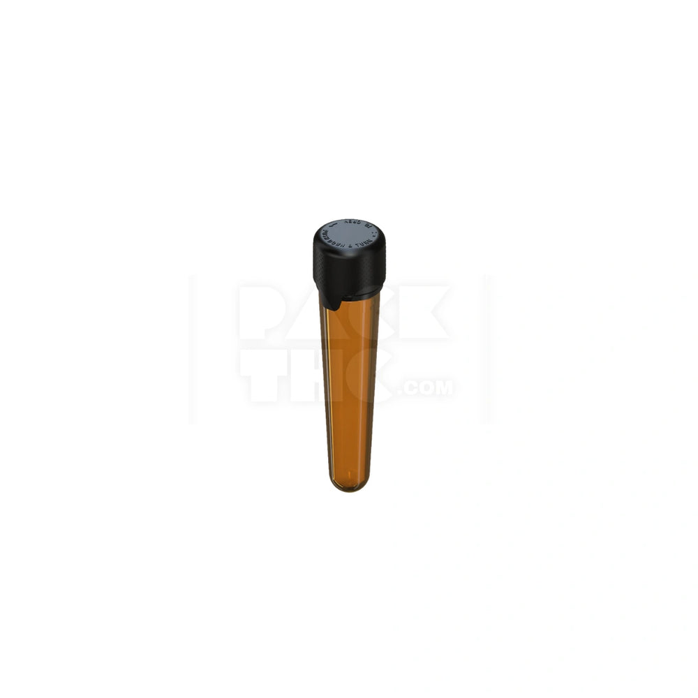 100MM AVIATOR CR TUBE WITH INTEGRATED LINER & TAMPER EVIDENT BREAK-OFF BAND (TRANSLUCENT AMBER TUBE WITH OPAQUE BLACK CLOSURE) - (500 count)
