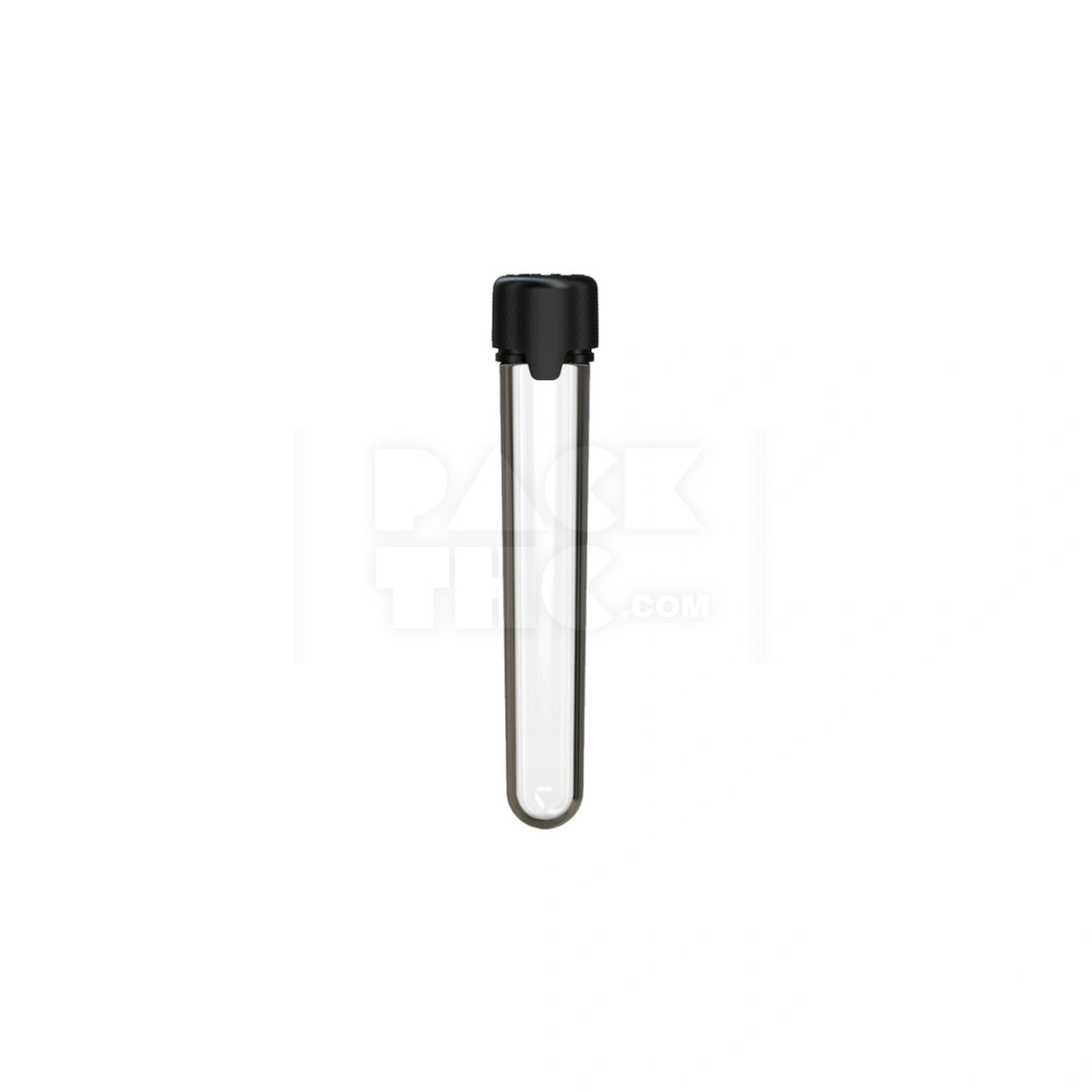 120MM AVIATOR CR TUBE WITH INTEGRATED LINER & TAMPER EVIDENT BREAK-OFF BAND (CLEAR NATURAL TUBE WITH OPAQUE BLACK CLOSURE) - (500 count)