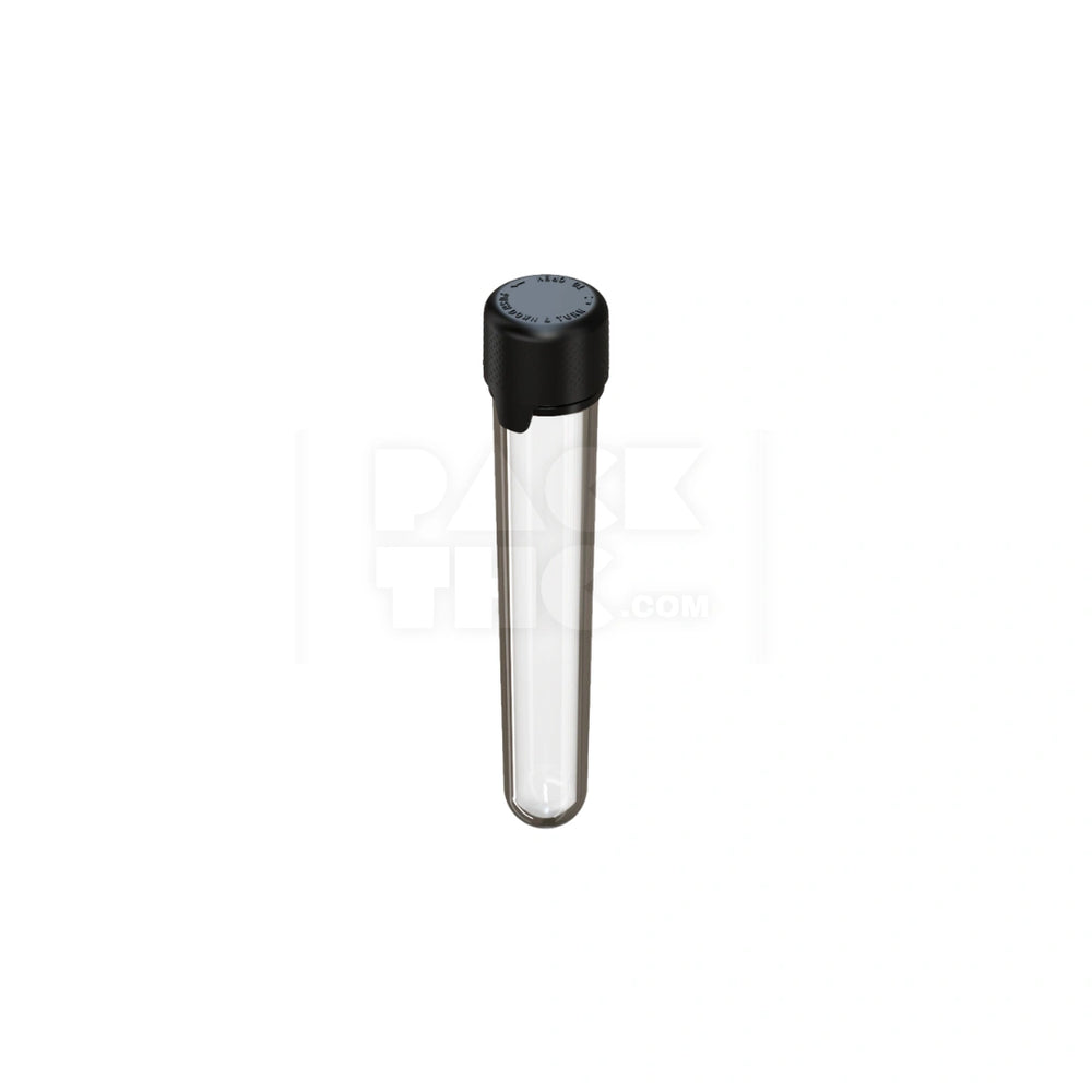 120MM AVIATOR CR TUBE WITH INTEGRATED LINER & TAMPER EVIDENT BREAK-OFF BAND (CLEAR NATURAL TUBE WITH OPAQUE BLACK CLOSURE) - (500 count)