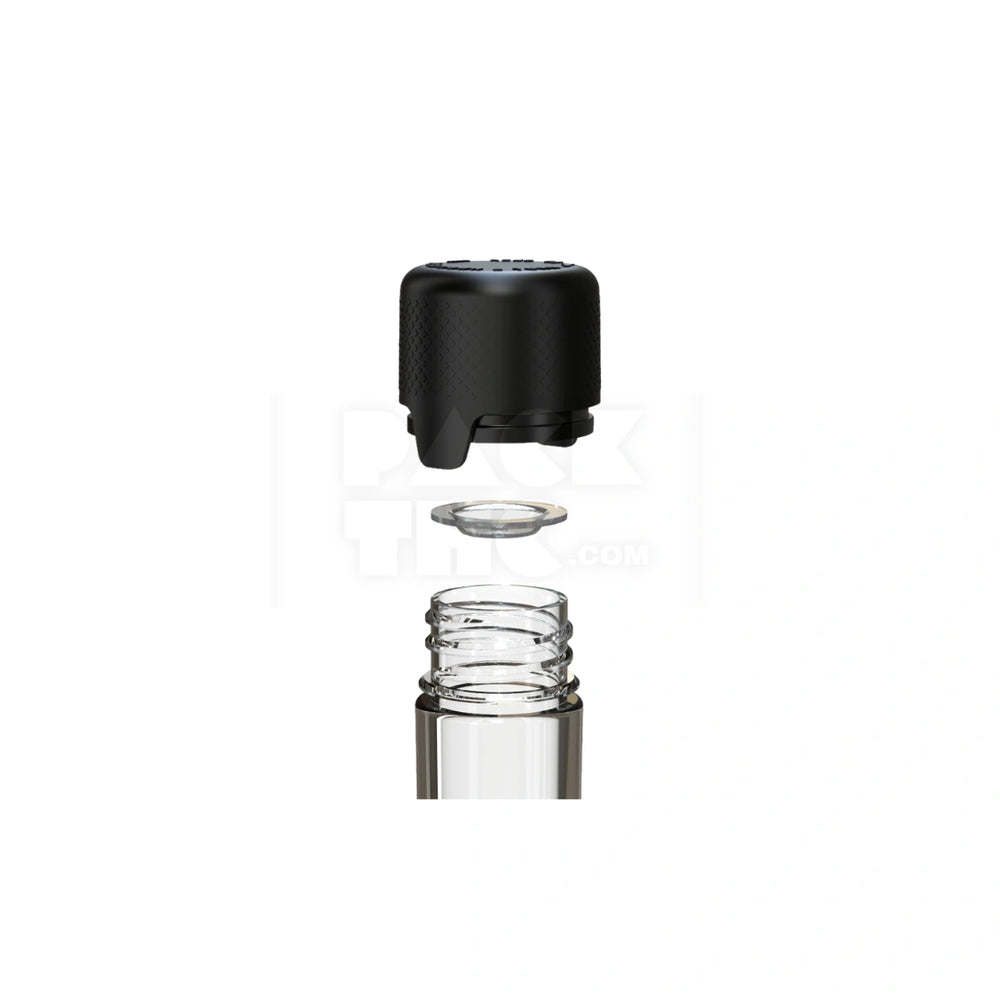 120MM AVIATOR CR TUBE WITH INTEGRATED LINER & TAMPER EVIDENT BREAK-OFF BAND (CLEAR NATURAL TUBE WITH OPAQUE BLACK CLOSURE) - (500 count)