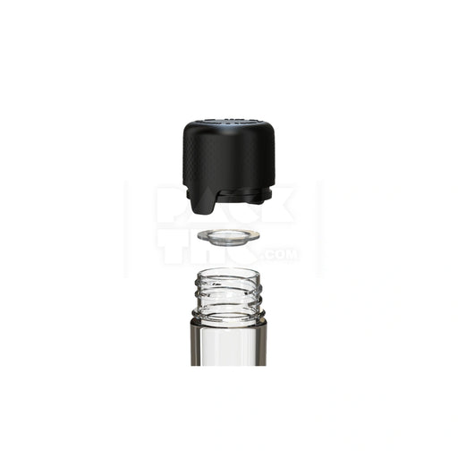 120MM AVIATOR CR TUBE WITH INTEGRATED LINER & TAMPER EVIDENT BREAK-OFF BAND (CLEAR NATURAL TUBE WITH OPAQUE BLACK CLOSURE) - (500 count)