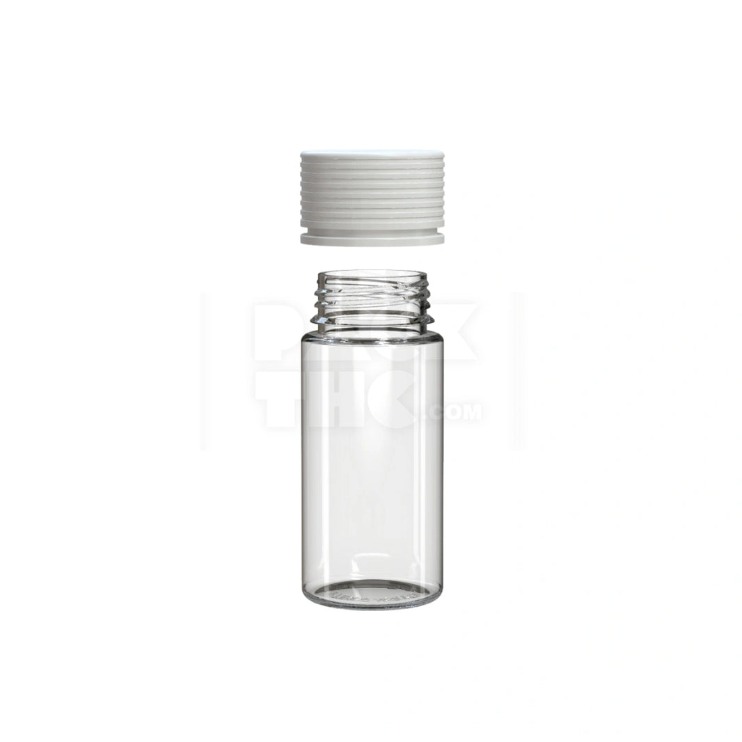 image 100ML SPIRAL CR BOTTLE WITH FRICTION FIT CLOSURE & TAMPER EVIDENT BREAK-OFF BAND (CLEAR NATURAL BOTTLE WITH OPAQUE WHITE CLOSURE) - (400 count)