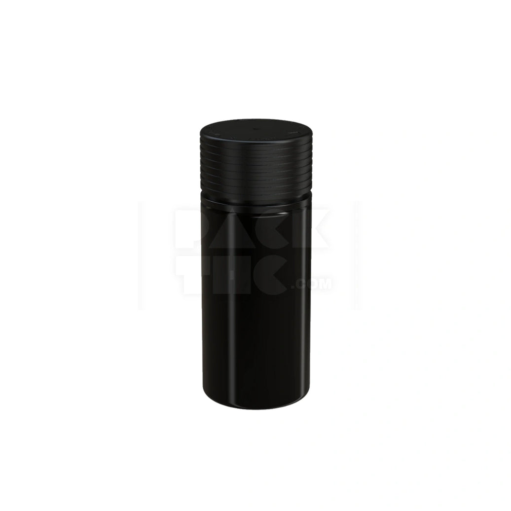 100ML SPIRAL CR BOTTLE WITH FRICTION FIT CLOSURE & TAMPER EVIDENT BREAK-OFF BAND (OPAQUE BLACK BOTTLE WITH OPAQUE BLACK CLOSURE) - (400 count)