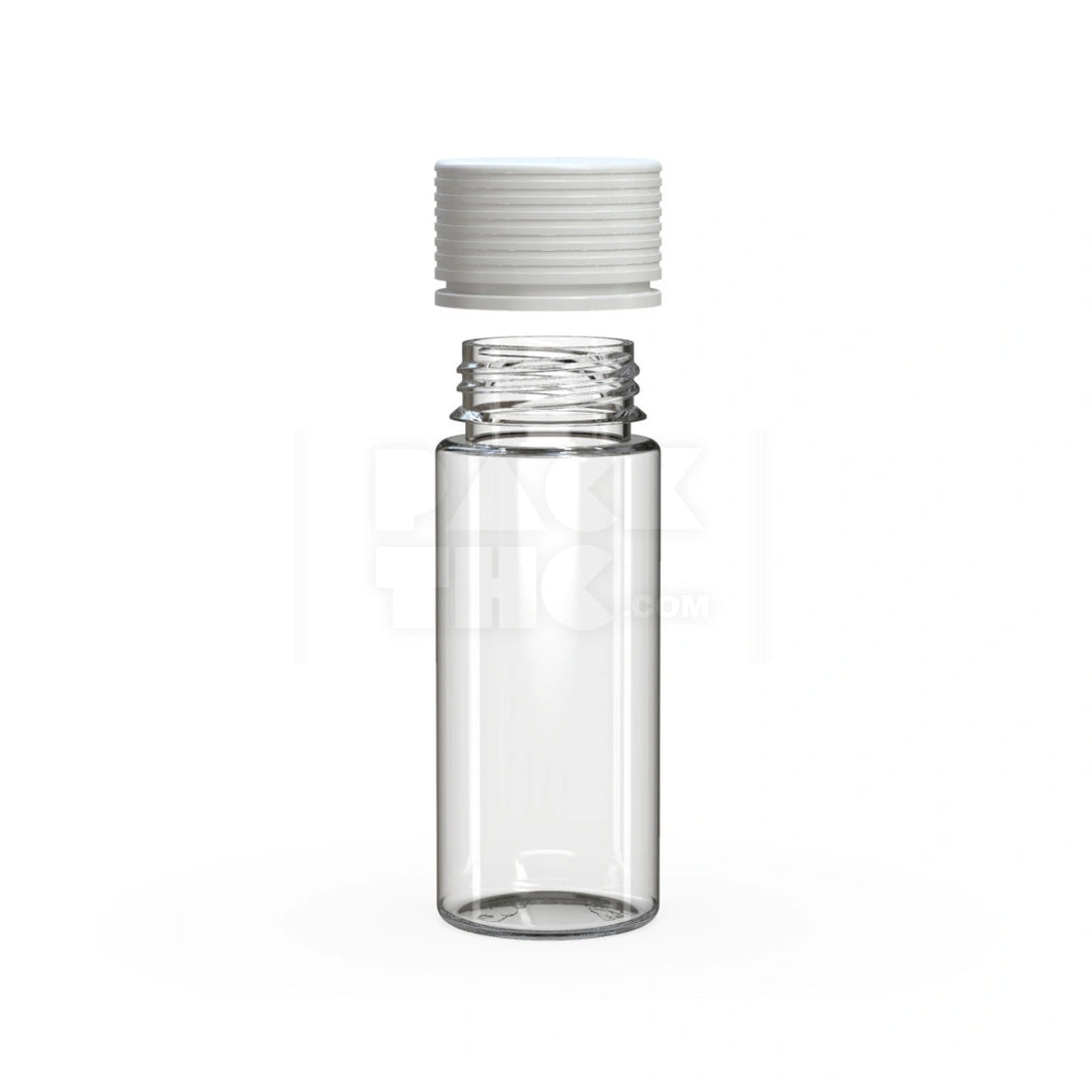 image 120ML SPIRAL CR BOTTLE WITH FRICTION FIT CLOSURE & TAMPER EVIDENT BREAK-OFF BAND (CLEAR NATURAL BOTTLE WITH OPAQUE WHITE CLOSURE) - (400 count)