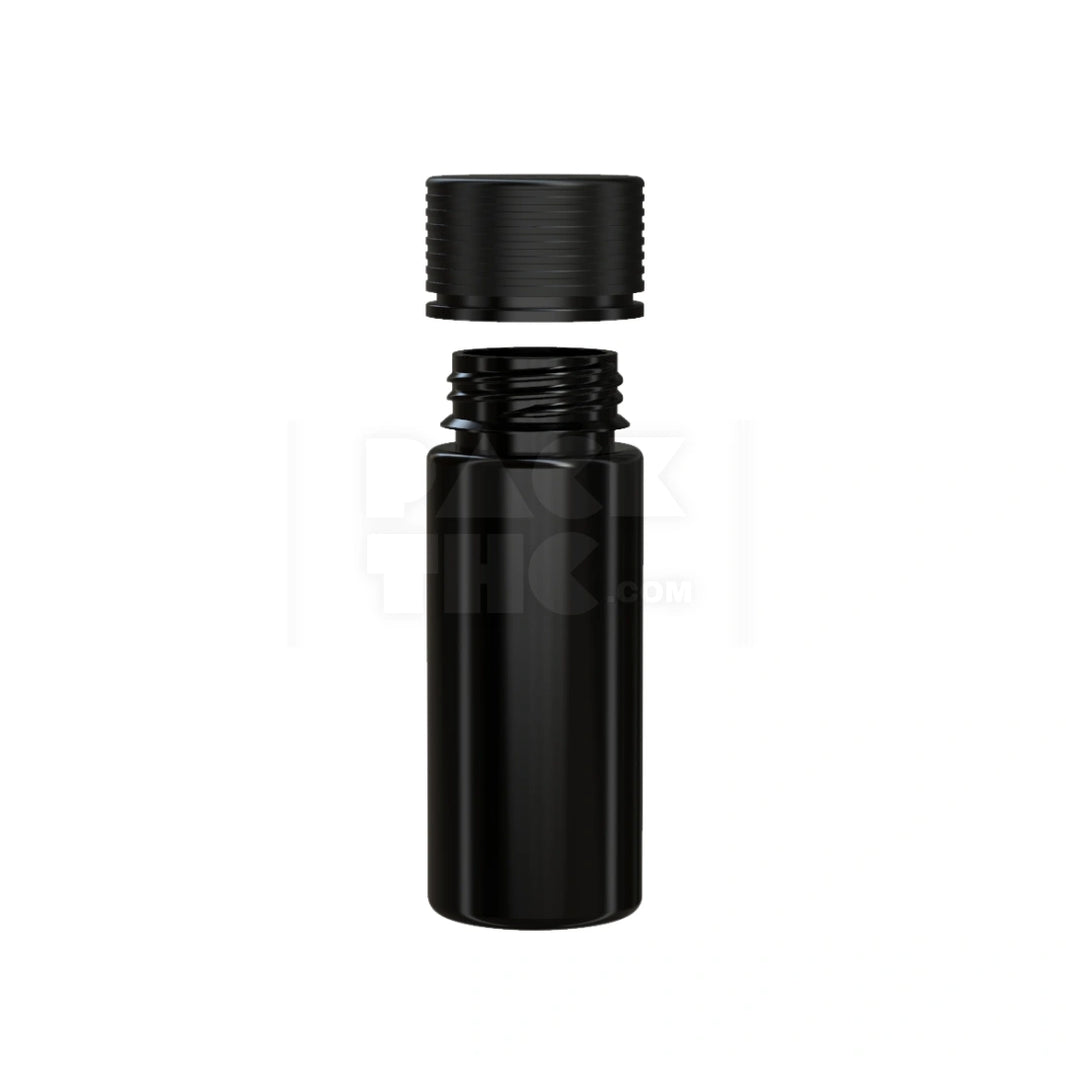 image 120ML SPIRAL CR BOTTLE WITH FRICTION FIT CLOSURE & TAMPER EVIDENT BREAK-OFF BAND (OPAQUE BLACK BOTTLE WITH OPAQUE BLACK CLOSURE) - (400 count)