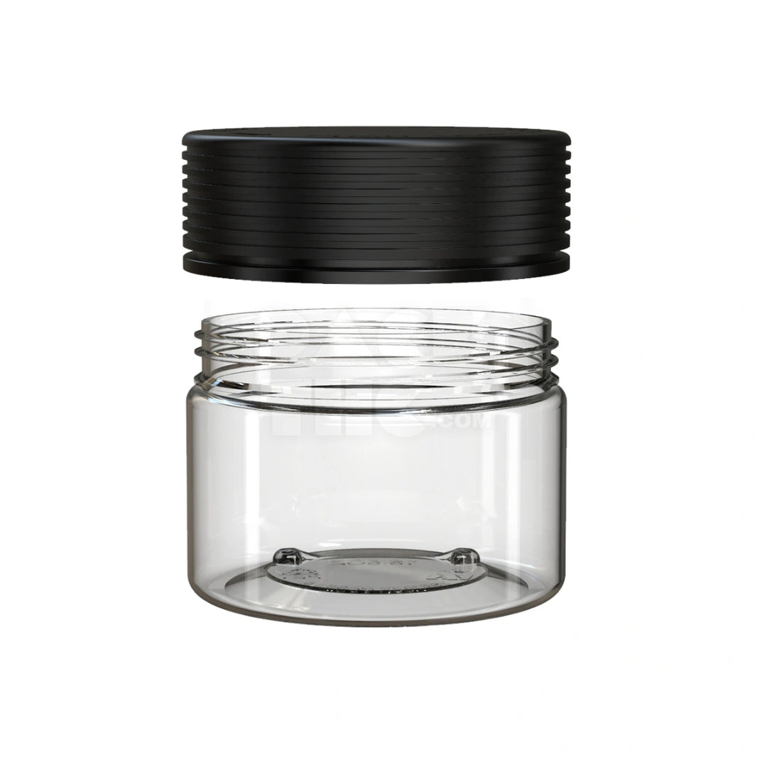 image 10OZ (300CC) SPIRAL CR XL CONTAINER WITH INTEGRATED LINER & TAMPER EVIDENT BREAK-OFF BAND (CLEAR NATURAL CONTAINER WITH OPAQUE BLACK CLOSURE) - (80 count)