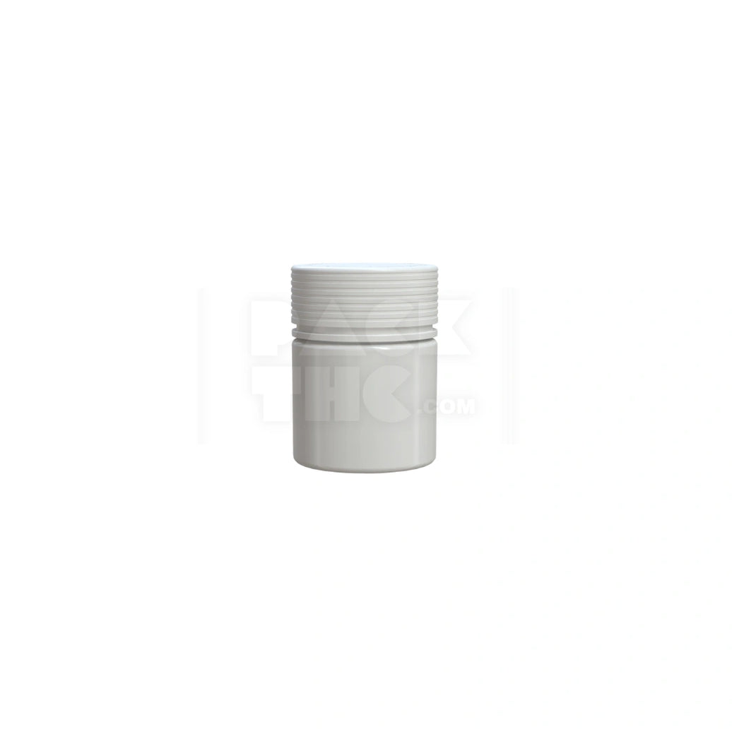 2OZ (60CC) SPIRAL THICK-WALL CR CONTAINER WITH INTEGRATED LINER & TAMPER EVIDENT BREAK-OFF BAND (OPAQUE WHITE CONTAINER WITH OPAQUE WHITE CLOSURE) - (150 count)