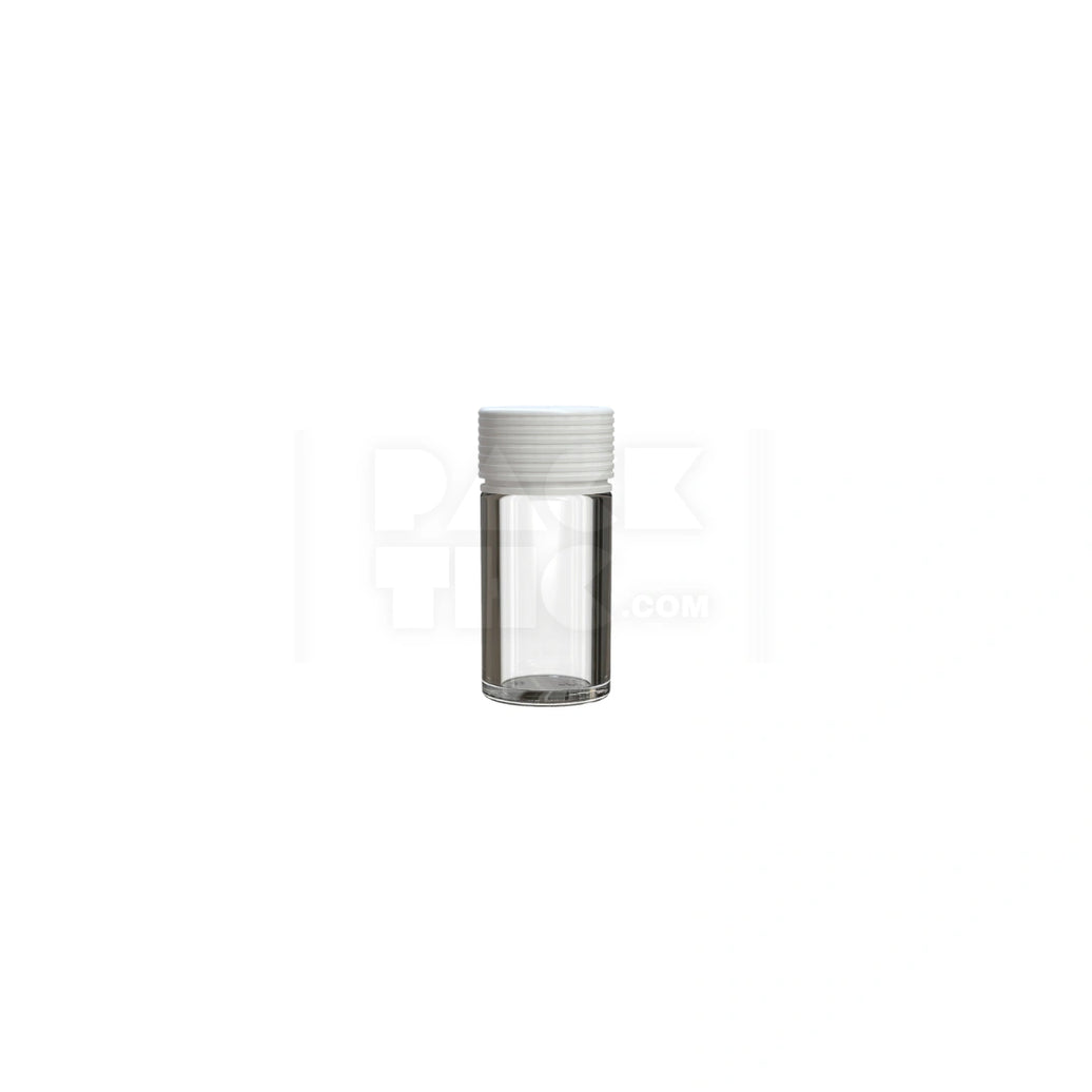 30ML (30CC) MINI SPIRAL THICK-WALL CONTAINER WITH INTEGRATED LINER & TAMPER EVIDENT BREAK-OFF BAND (CLEAR NATURAL CONTAINER WITH OPAQUE WHITE CLOSURE) - (200 count)