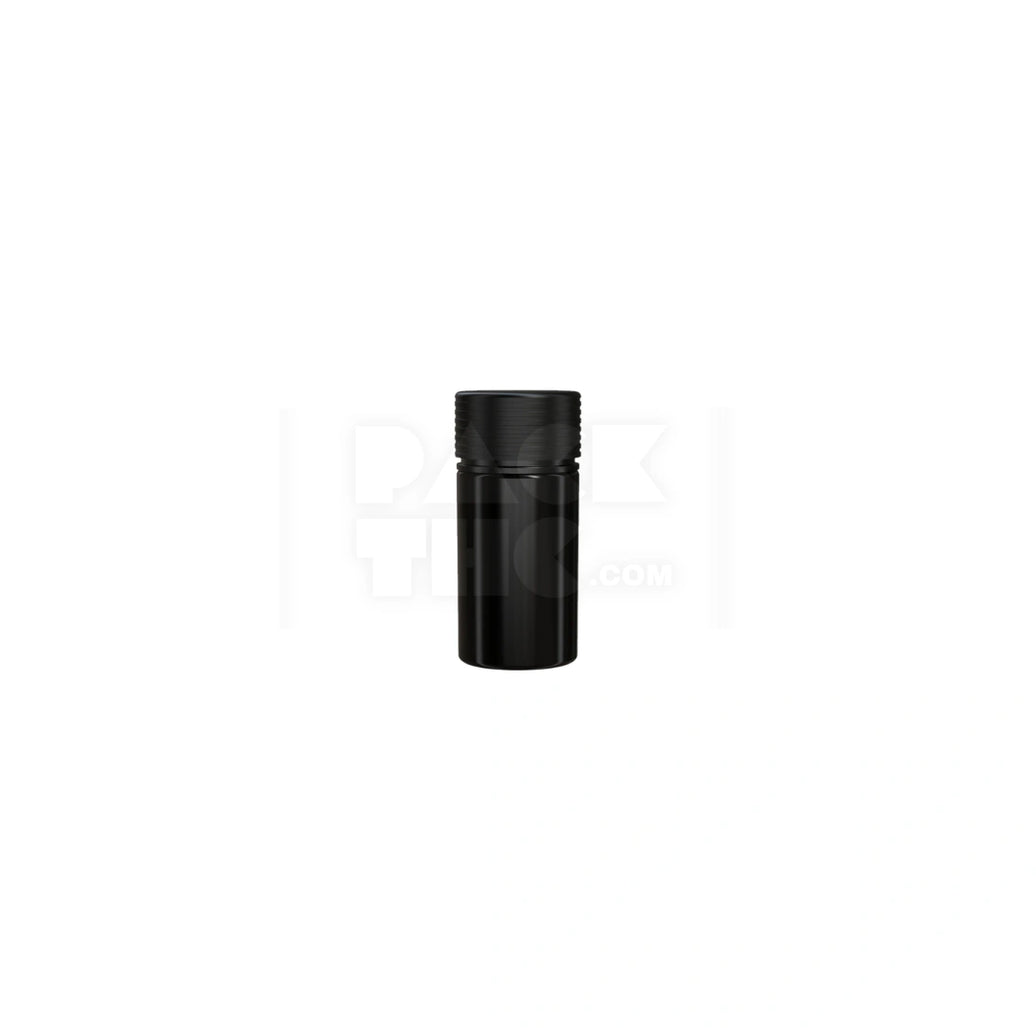 30ML (30CC) MINI SPIRAL THICK-WALL CONTAINER WITH INTEGRATED LINER & TAMPER EVIDENT BREAK-OFF BAND (OPAQUE BLACK CONTAINER WITH OPAQUE BLACK CLOSURE) - (200 count)