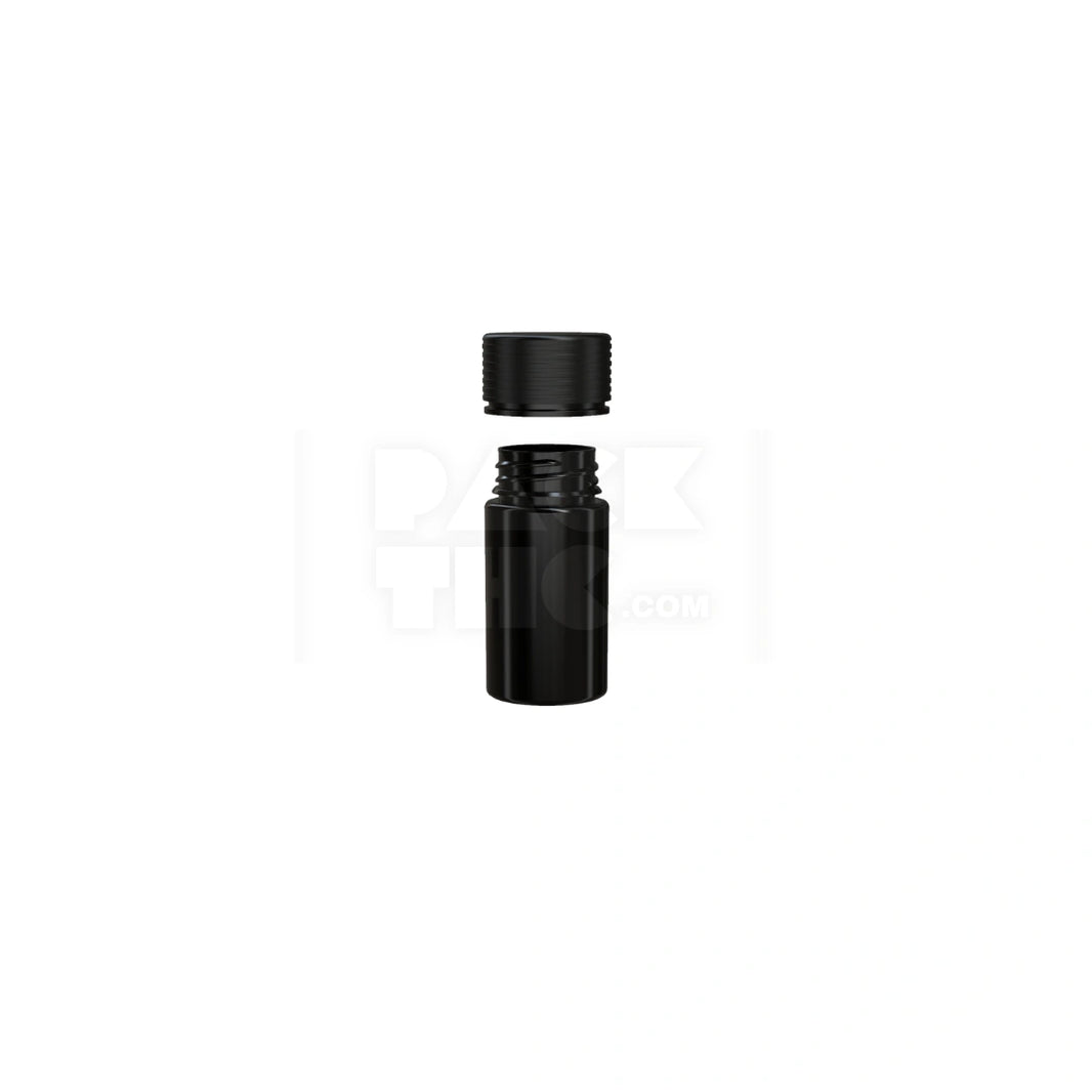 image 30ML (30CC) MINI SPIRAL THICK-WALL CONTAINER WITH INTEGRATED LINER & TAMPER EVIDENT BREAK-OFF BAND (OPAQUE BLACK CONTAINER WITH OPAQUE BLACK CLOSURE) - (200 count)