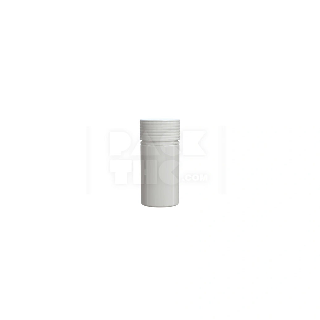 30ML (30CC) MINI SPIRAL THICK-WALL CONTAINER WITH INTEGRATED LINER & TAMPER EVIDENT BREAK-OFF BAND (OPAQUE WHITE CONTAINER WITH OPAQUE WHITE CLOSURE) - (200 count)