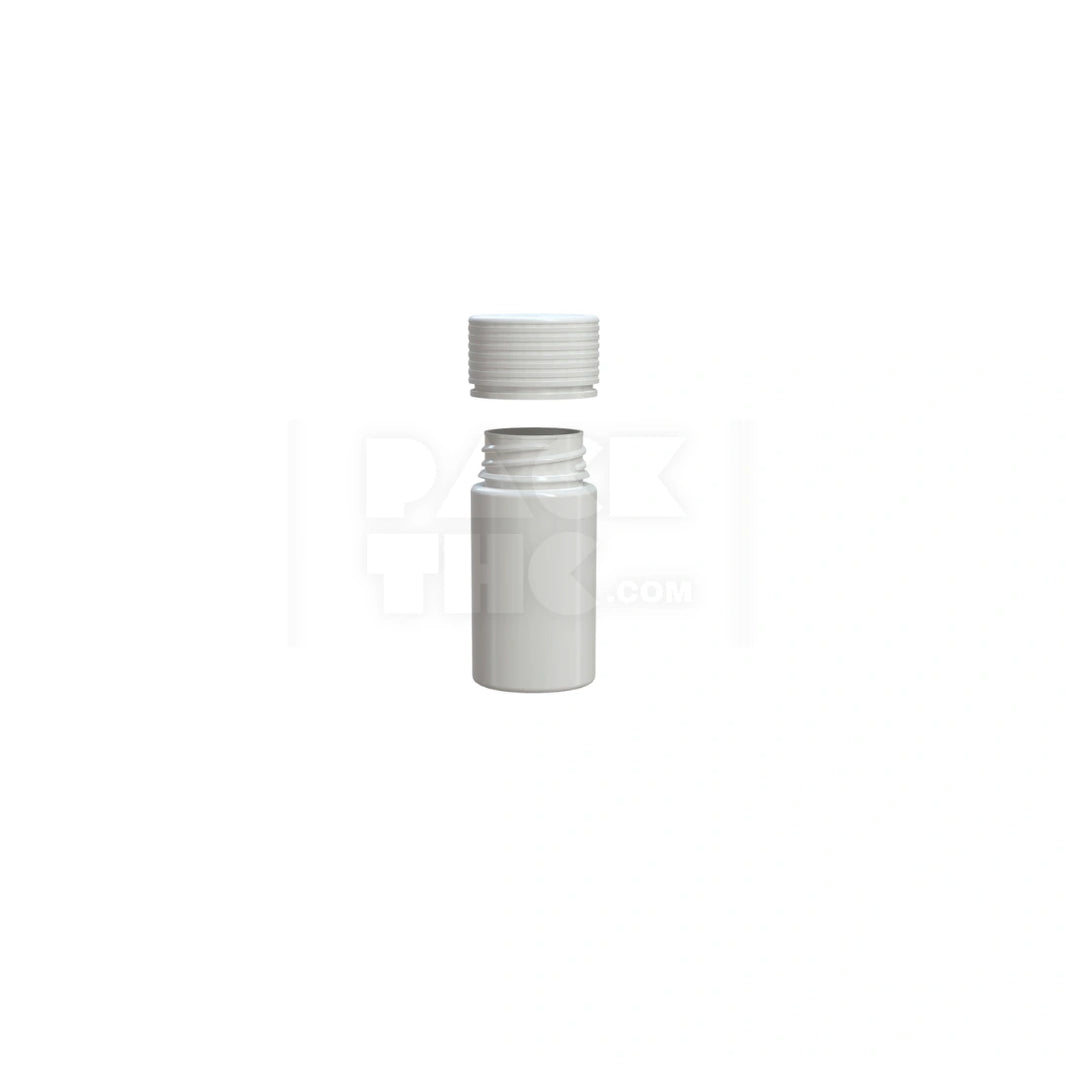 image 30ML (30CC) MINI SPIRAL THICK-WALL CONTAINER WITH INTEGRATED LINER & TAMPER EVIDENT BREAK-OFF BAND (OPAQUE WHITE CONTAINER WITH OPAQUE WHITE CLOSURE) - (200 count)