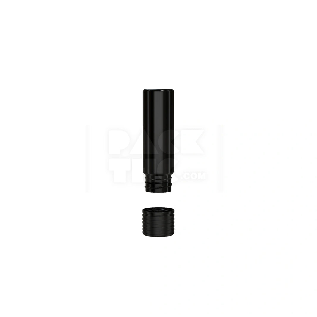 image 65MM SPIRAL CR CARTRIDGE CONTAINER, FLAT BOTTOM WITH 510-THREAD & TAMPER EVIDENT BREAK-OFF BAND (OPAQUE BLACK CONTAINER WITH OPAQUE BLACK CLOSURE) - (400 count)