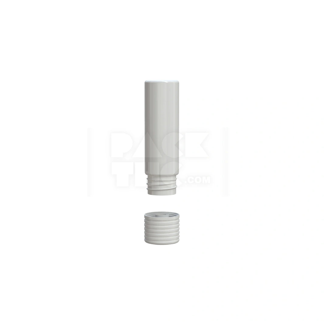 image 65MM SPIRAL CR CARTRIDGE CONTAINER, FLAT BOTTOM WITH 510-THREAD & TAMPER EVIDENT BREAK-OFF BAND (OPAQUE WHITE CONTAINER WITH OPAQUE WHITE CLOSURE) - (400 count)