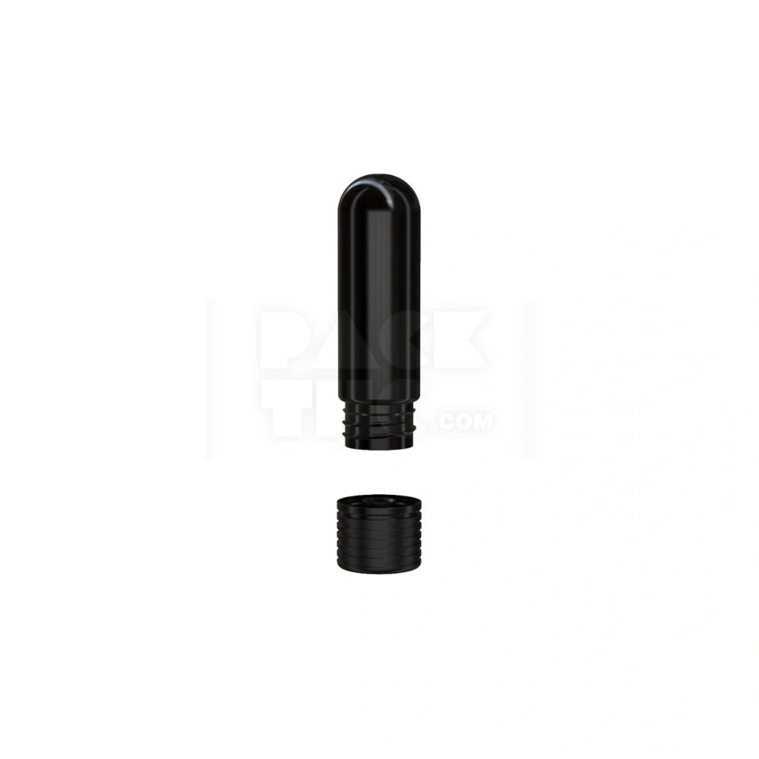 image 65MM SPIRAL CR CARTRIDGE CONTAINER, ROUND TOP WITH 510-THREAD & TAMPER EVIDENT BREAK-OFF BAND (OPAQUE BLACK CONTAINER WITH OPAQUE BLACK CLOSURE) - (400 count)