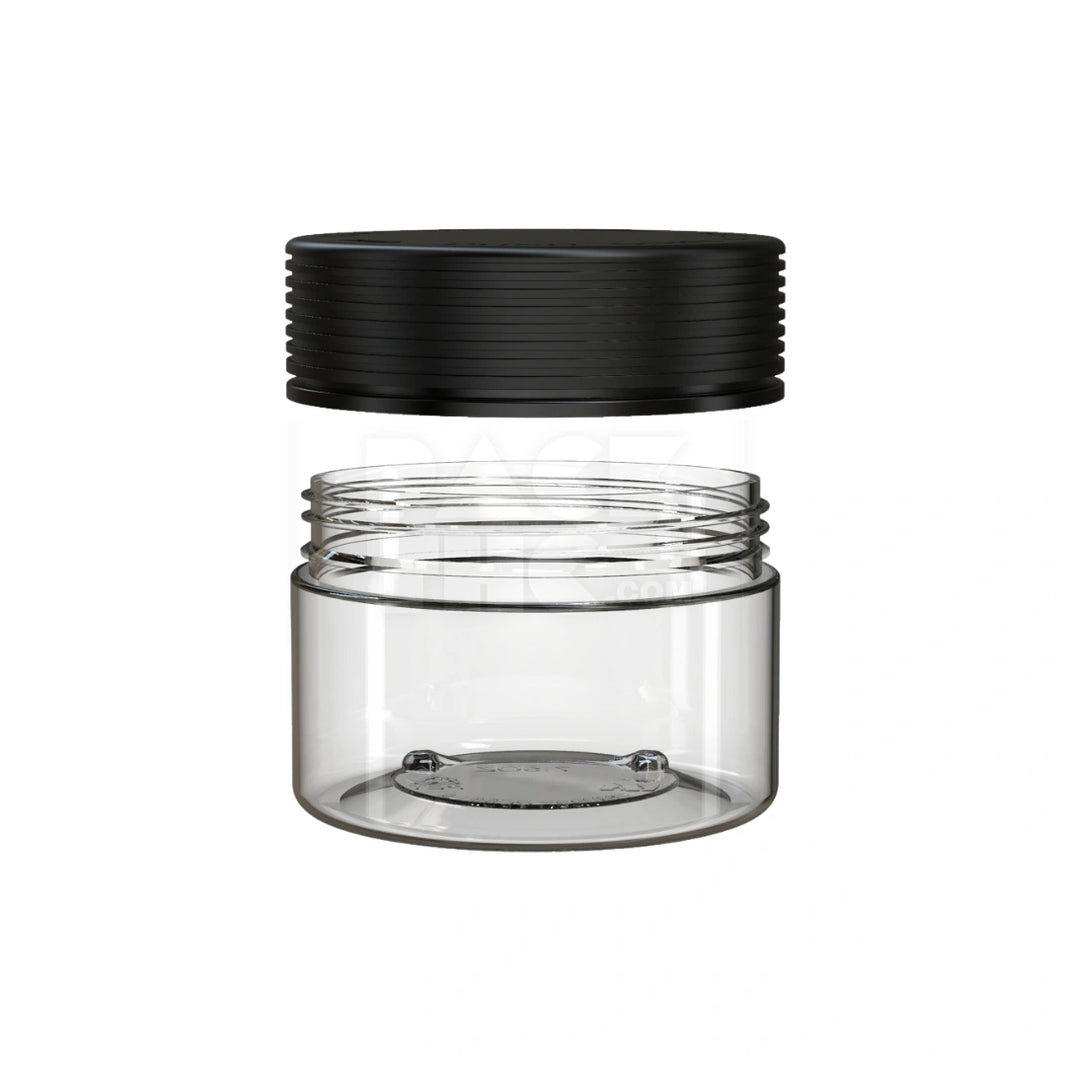 image 7.5OZ (220CC) SPIRAL CR XL CONTAINER WITH INTEGRATED LINER & TAMPER EVIDENT BREAK-OFF BAND (CLEAR NATURAL CONTAINER WITH OPAQUE BLACK CLOSURE) - (100 count)