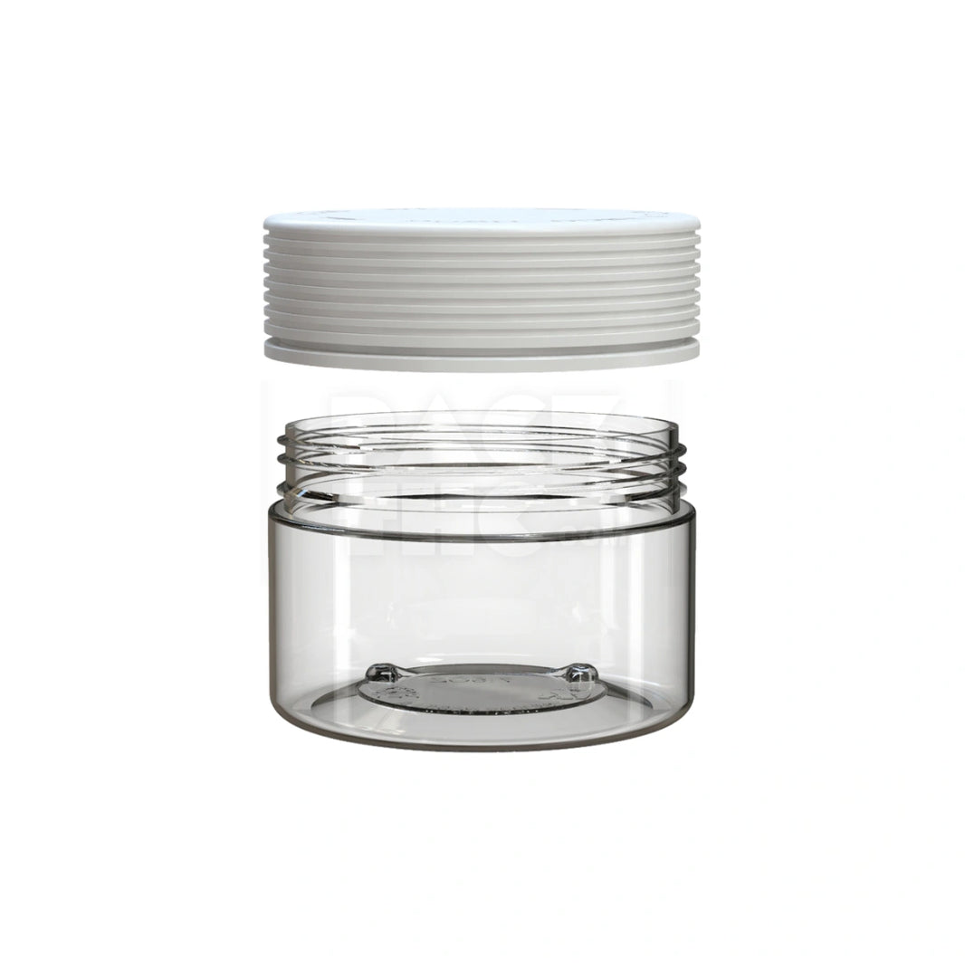 image 7.5OZ (220CC) SPIRAL CR XL CONTAINER WITH INTEGRATED LINER & TAMPER EVIDENT BREAK-OFF BAND (CLEAR NATURAL CONTAINER WITH OPAQUE WHITE CLOSURE) - (100 count)