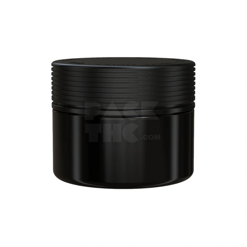 7.5OZ (220CC) SPIRAL CR XL CONTAINER WITH INTEGRATED LINER & TAMPER EVIDENT BREAK-OFF BAND (OPAQUE BLACK CONTAINER WITH OPAQUE BLACK CLOSURE) - (100 count)