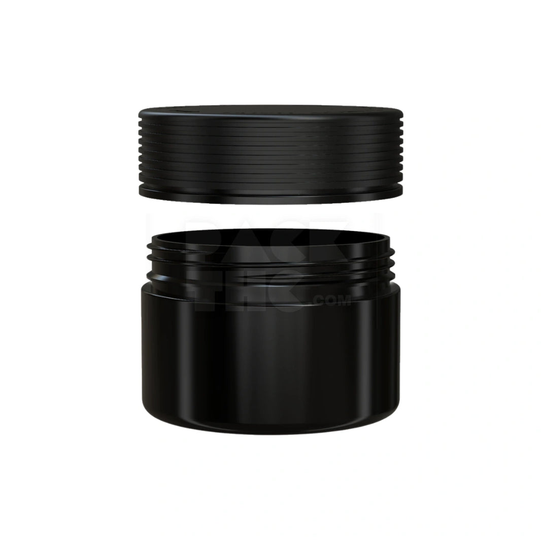 image 7.5OZ (220CC) SPIRAL CR XL CONTAINER WITH INTEGRATED LINER & TAMPER EVIDENT BREAK-OFF BAND (OPAQUE BLACK CONTAINER WITH OPAQUE BLACK CLOSURE) - (100 count)