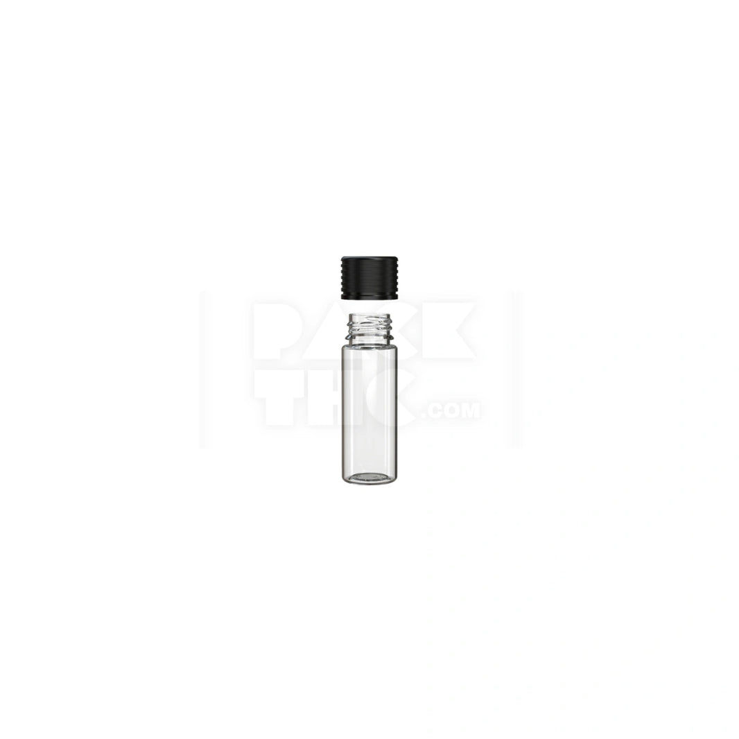 image 65MM SPIRAL CR TUBE WITH INTEGRATED LINER & TAMPER EVIDENT BREAK-OFF BAND (CLEAR NATURAL TUBE WITH OPAQUE BLACK CLOSURE) - (400 count)