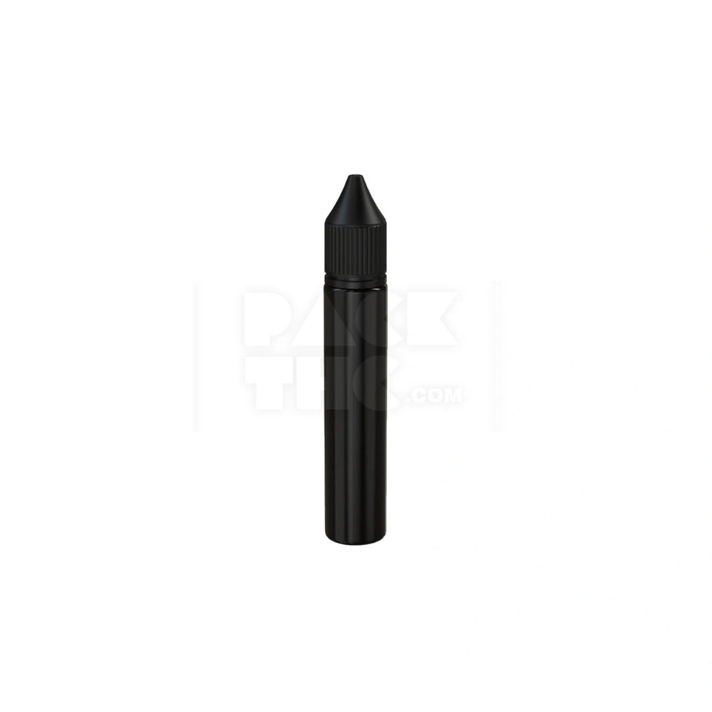 30ML STUBBY PET REDUCER UNICORN BOTTLE WITH TAMPER EVIDENT BREAK-OFF BAND (OPAQUE BLACK BOTTLE WITH OPAQUE BLACK CLOSURE) - (1000 count)