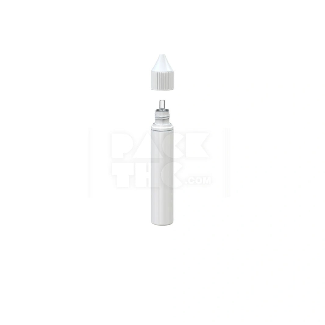 image 30ML STUBBY PET REDUCER UNICORN BOTTLE WITH TAMPER EVIDENT BREAK-OFF BAND (OPAQUE WHITE BOTTLE WITH OPAQUE WHITE CLOSURE) - (1000 count)