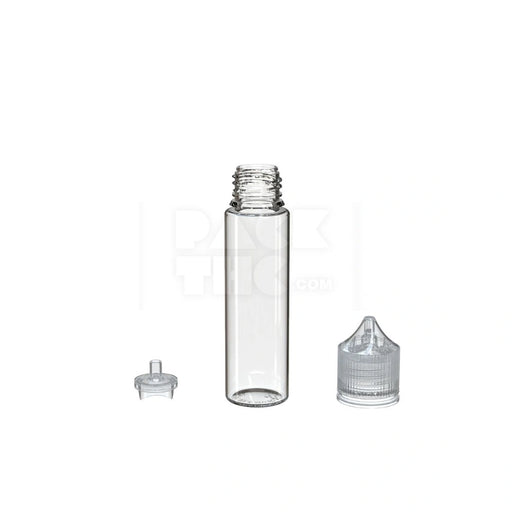 60ML PET REDUCER UNICORN BOTTLE WITH TAMPER EVIDENT BREAK-OFF BAND (CLEAR NATURAL BOTTLE WITH CLEAR NATURAL CLOSURE) - (500 count)