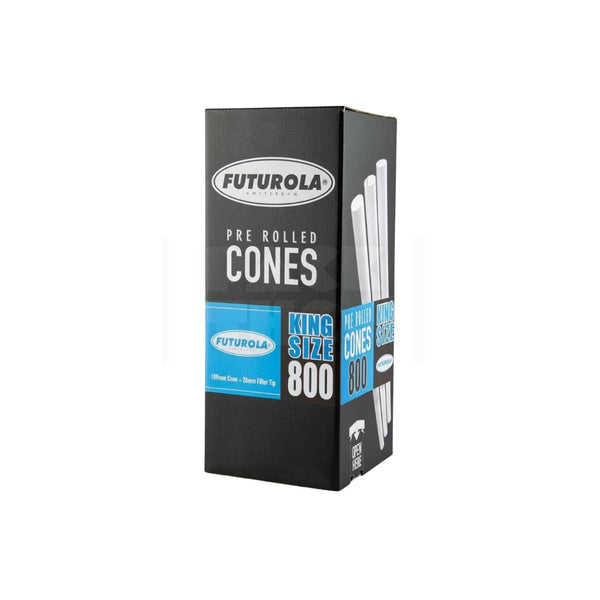 King Size White Futurola Paper Cones (Non-Branded) | Pre-Rolled – Bulk Case (800 Count)