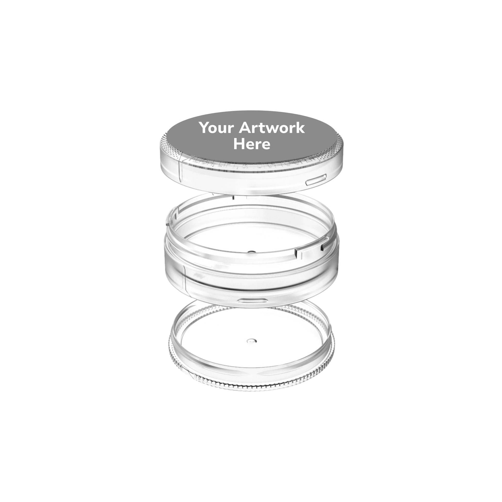 dual compartment pouch container gloss clear white lid
