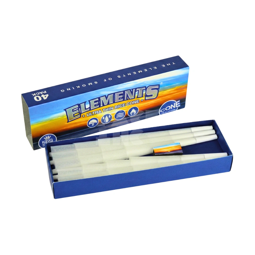 King Size White Elements Rice Paper Cones | Pre-Rolled – Bulk Case (800 Count)