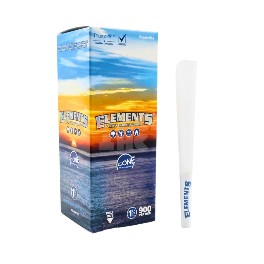 King Size White Elements Rice Paper Cones | Pre-Rolled – Bulk Case (800 Count)