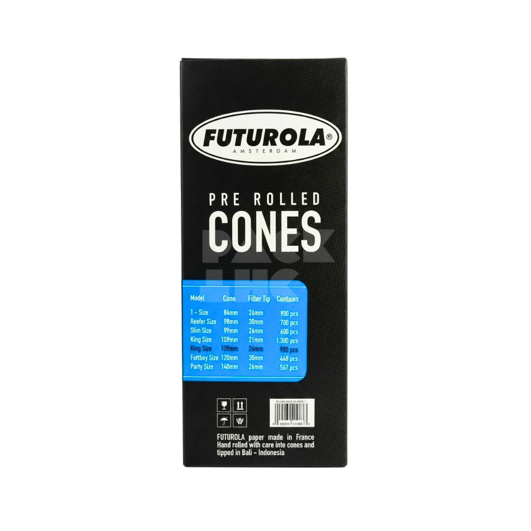 King Size White Futurola Paper Cones (Non-Branded) | Pre-Rolled – Bulk Case (800 Count)