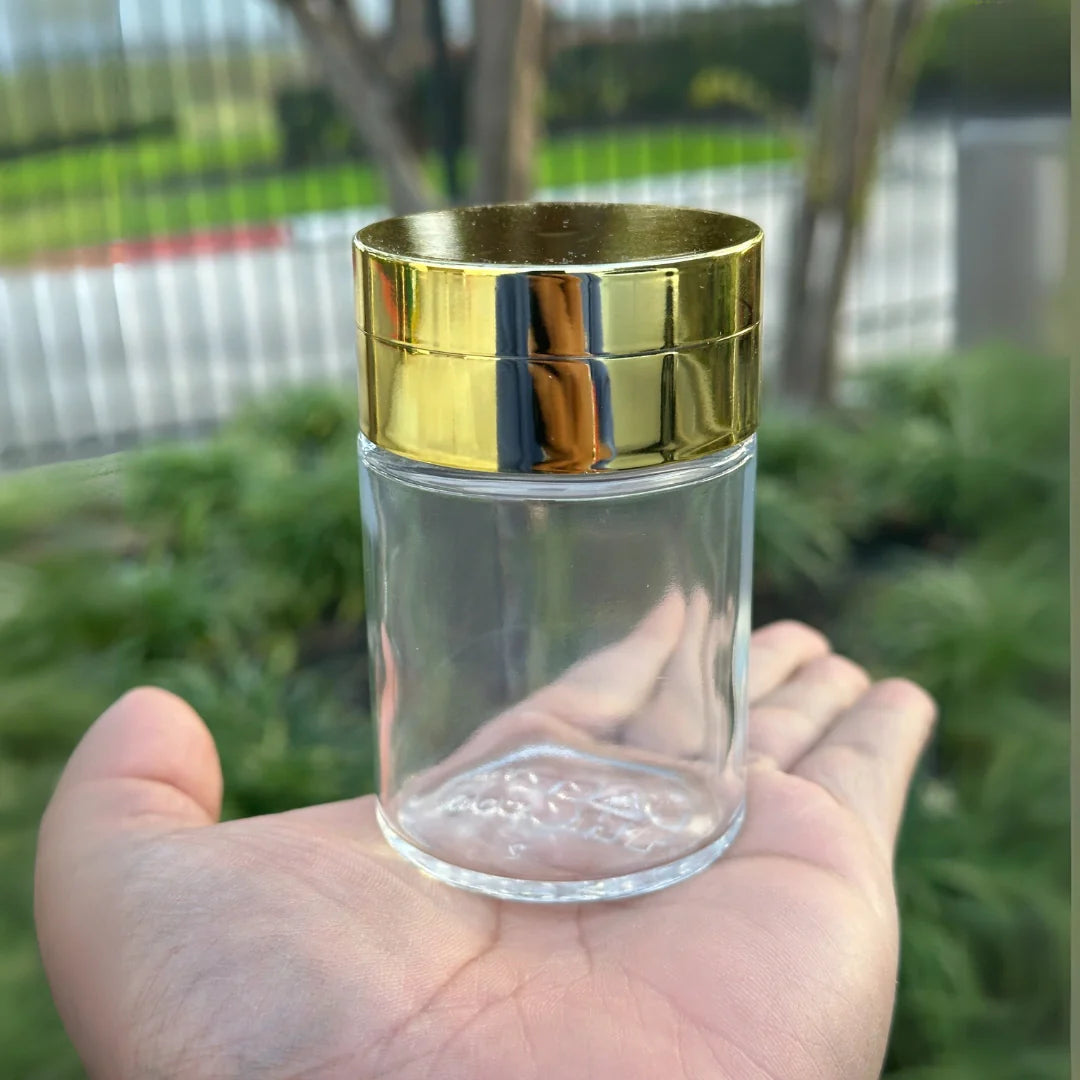 spice grinder with 4oz storage jar metallic golden