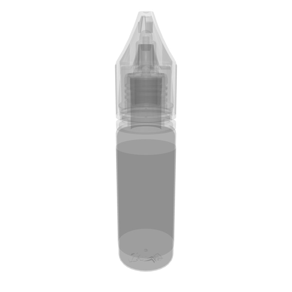 15ml PET Reducer Unicorn Bottle Clear Black Cap - (1000 count)
