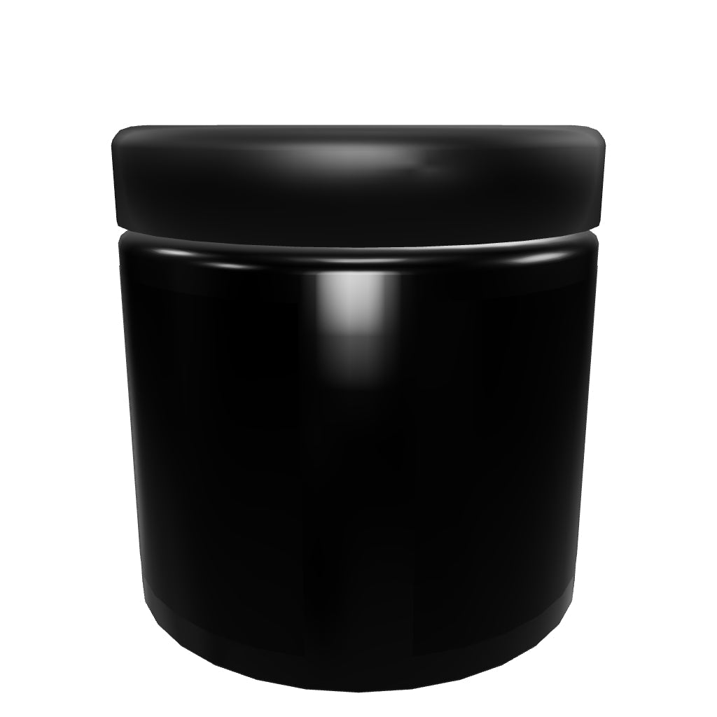 1oz Black Glass Jar With Black Smooth Lid - (200)